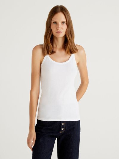 Benetton Pure Katoenen Tanktop Dames Wit | BE851060