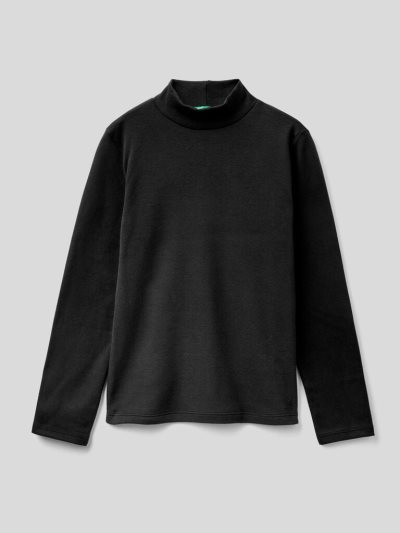 Benetton Pure Organic Katoenen Long Sleeve T-shirts Kinderen Zwart | BE240080