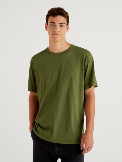 Benetton Pure Organic Katoenen Short Sleeve T-shirts Heren Groen | BE118647