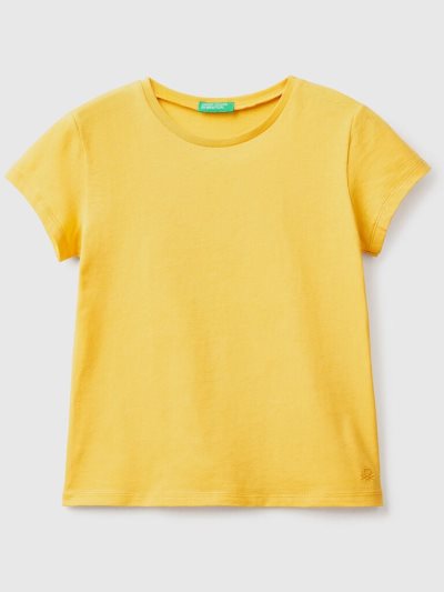 Benetton Pure Organic Katoenen Short Sleeve T-shirts Kinderen Geel | BE674423