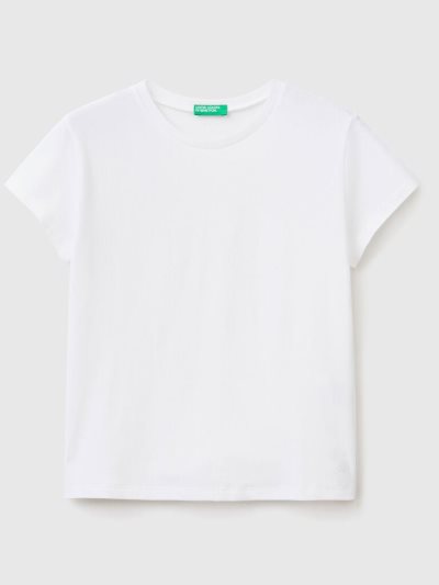 Benetton Pure Organic Katoenen Short Sleeve T-shirts Kinderen Wit | BE934200