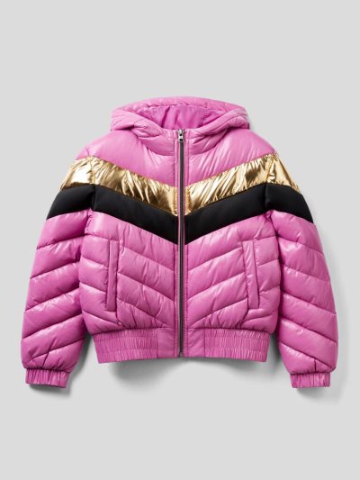 Benetton Rain Defender Bands Padded Jackets Kinderen Cyclamen | BE028772