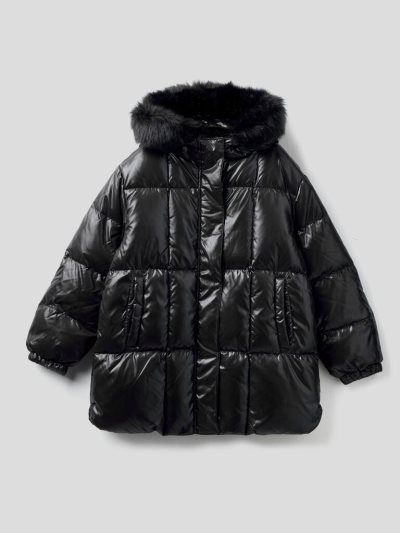 Benetton Rain Defender Gewatteerd Hood Puffer Jackets Kinderen Zwart | BE311350