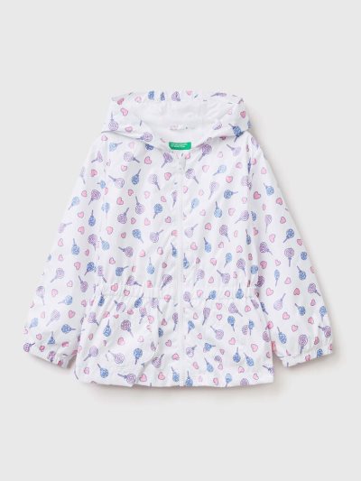 Benetton Rain Defender Patterned Light Jackets Kinderen Wit | BE584785