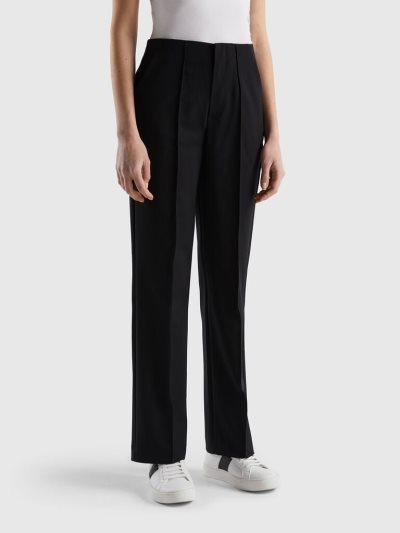 Benetton Rechtdoor High-waisted Broek Dames Zwart | BE296726