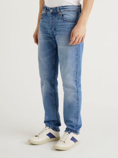 Benetton Rechtdoor Leg 100% Katoenen Jeans Heren Lichtblauw | BE455162