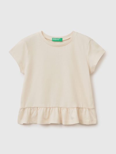 Benetton Recycled Fabric Ruffles Short Sleeve T-shirts Kinderen Wit | BE686285