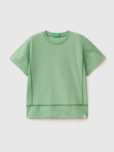 Benetton Recycled Fabric Short Sleeve T-shirts Kinderen Lichtgroen | BE153212