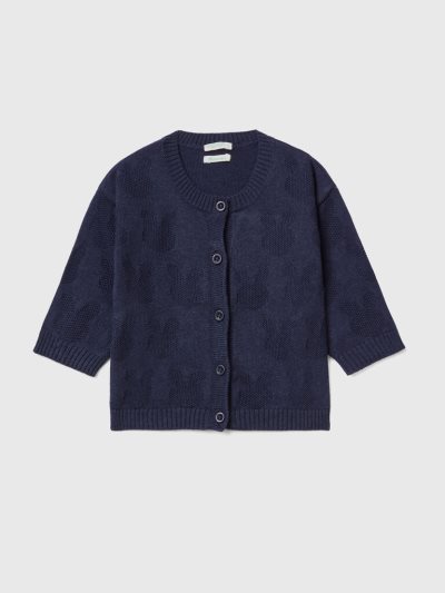 Benetton Recycled Katoenen Blend Cardigan Kinderen Donkerblauw | BE499255