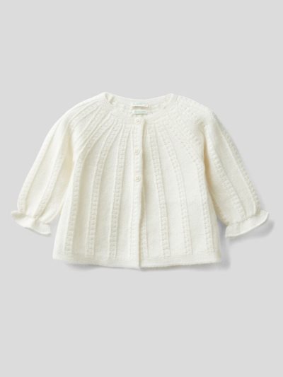 Benetton Recycled Wol Blend Cardigan Kinderen Wit | BE797990