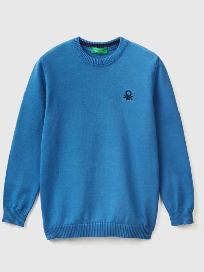 Benetton Regular Fit 100% Katoenen Truien Kinderen Blauw | BE056462