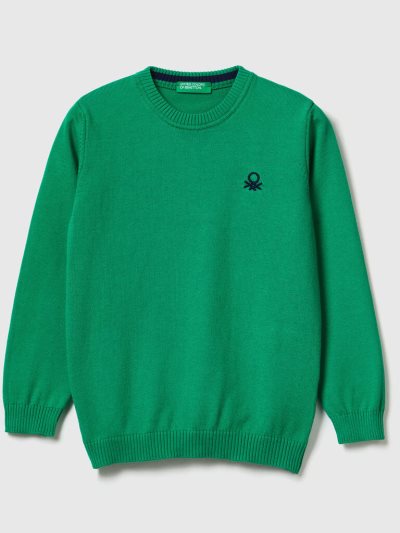 Benetton Regular Fit 100% Katoenen Truien Kinderen Groen | BE127699