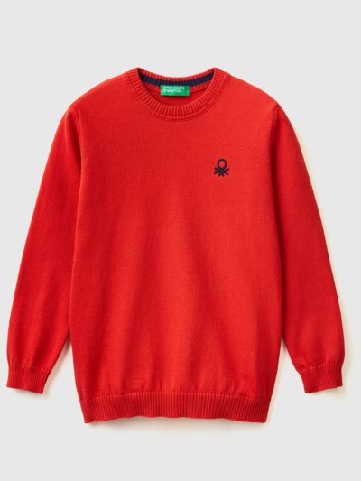 Benetton Regular Fit 100% Katoenen Truien Kinderen Rood | BE549316