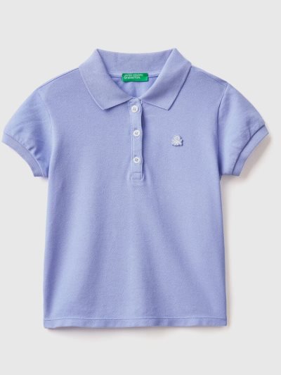 Benetton Regular Fit Organic Katoenen Poloshirt Kinderen Periwinkle | BE810765