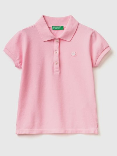 Benetton Regular Fit Organic Katoenen Poloshirt Kinderen Roze | BE926913