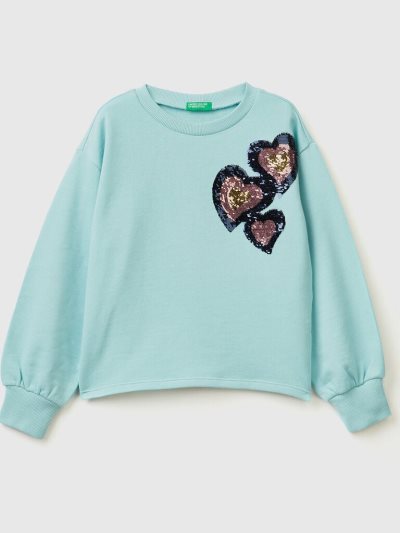 Benetton Reversible Sequins Sweatshirt Kinderen Aqua | BE492493