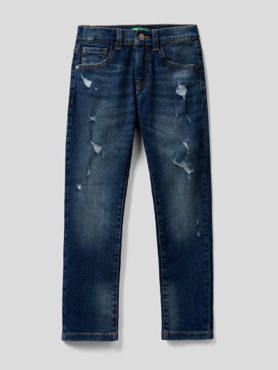 Benetton Rips Mager Fit Jeans Kinderen Donkerblauw | BE286029