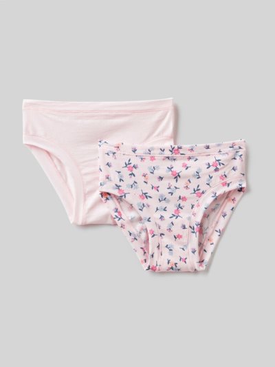 Benetton Set Of Two Pairs Of Super Stretch Organic Katoenen Slips Kinderen Roze | BE198318