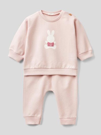 Benetton Set Stretch Sweat Outfit Kinderen Roze | BE731177