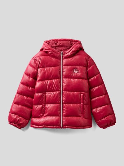 Benetton Shiny Puffer Padded Jackets Kinderen Bordeaux | BE828061