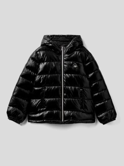 Benetton Shiny Puffer Padded Jackets Kinderen Zwart | BE871044