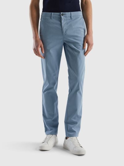 Benetton Slim Fit Chinos Heren Blauw | BE750418