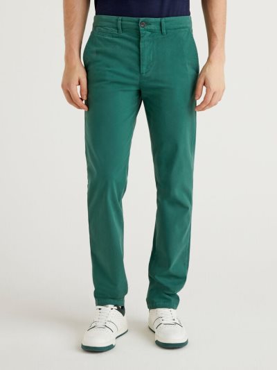 Benetton Slim Fit Chinos Heren Donkergroen | BE955413