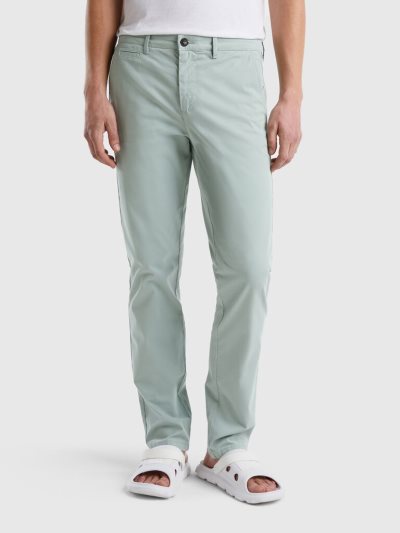 Benetton Slim Fit Chinos Heren Grijs Groen | BE062324