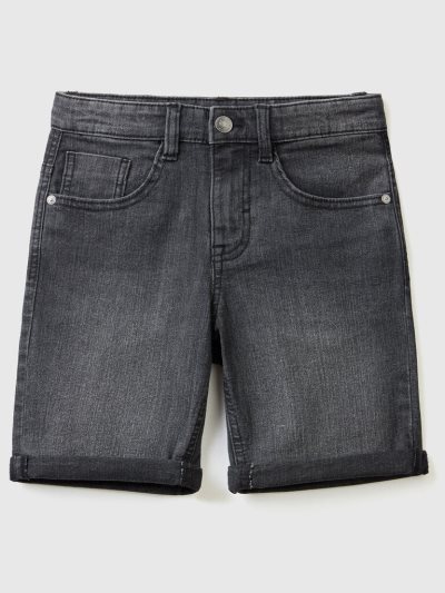 Benetton Slim Fit"Eco-recycle" Denim Bermuda Kinderen Zwart | BE037437