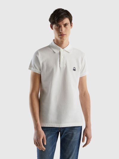 Benetton Slim Fit Short Sleeve Polos Heren Wit | BE048148