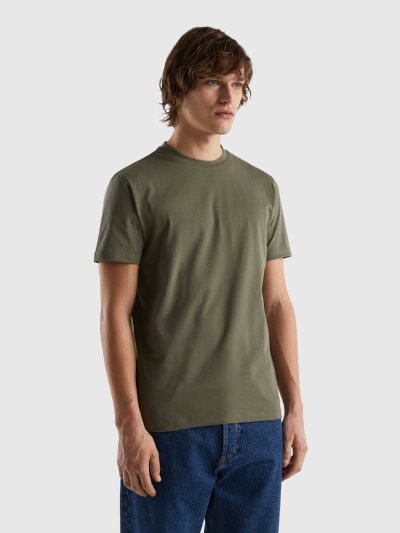 Benetton Slim Fit Stretch Katoenen Short Sleeve T-shirts Heren Groen | BE902478