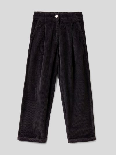 Benetton Slouchy Fit Velvet Broek Kinderen Zwart | BE914379