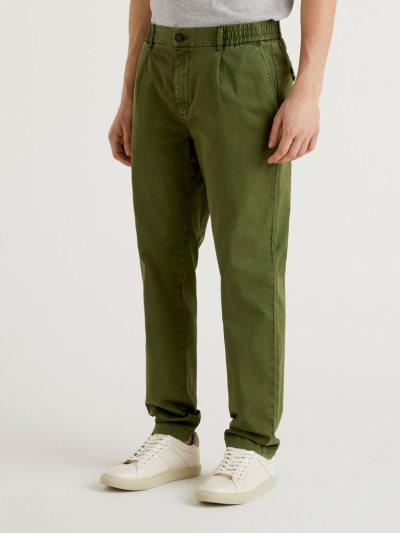 Benetton Stretch Carrot Fit Chinos Heren Groen | BE563539