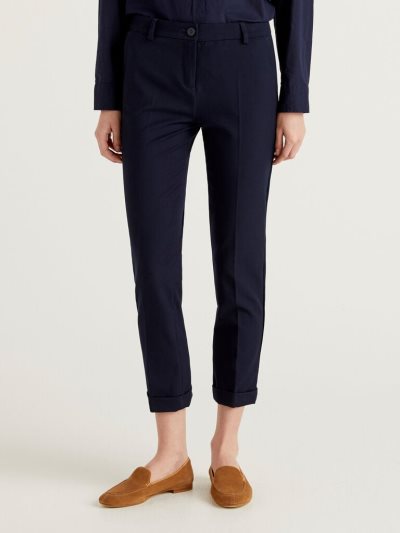 Benetton Stretch Cuffs Broek Dames Donkerblauw | BE054248