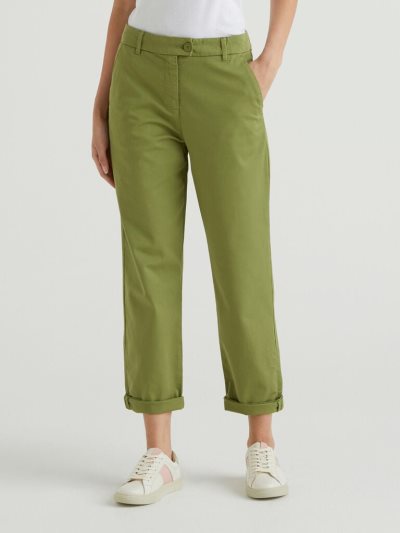 Benetton Stretch Katoenen Chino Broek Dames Groen | BE090580