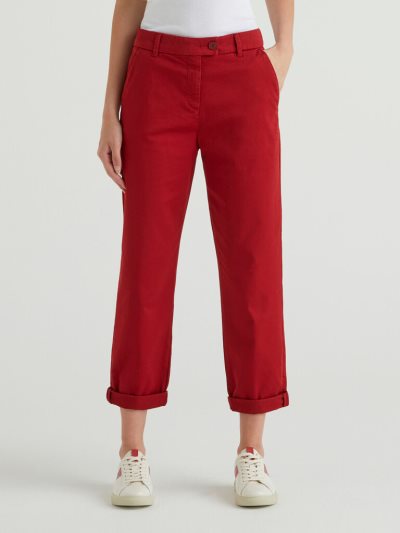 Benetton Stretch Katoenen Chino Broek Dames Bordeaux | BE273097