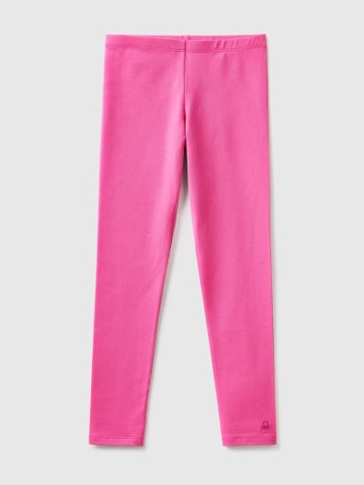 Benetton Stretch Katoenen Logo Leggings Kinderen Fuchsie | BE763244