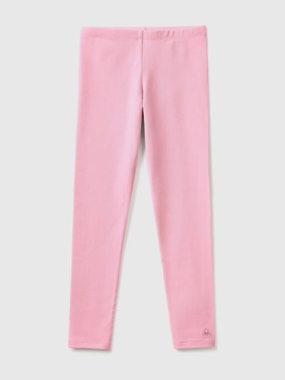 Benetton Stretch Katoenen Logo Leggings Kinderen Roze | BE925187