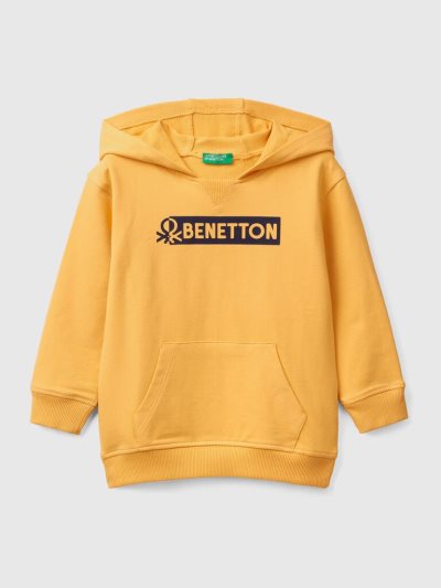 Benetton Stretch Organic Katoenen Hoodie Kinderen Geel | BE565896