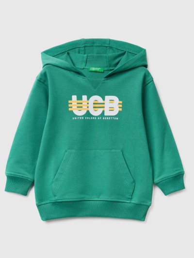 Benetton Stretch Organic Katoenen Hoodie Kinderen Donkergroen | BE599349