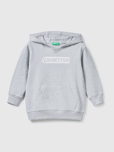 Benetton Stretch Organic Katoenen Hoodie Kinderen Lichtgrijs | BE675767