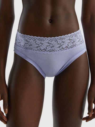 Benetton Super Stretch Organic Katoenen Kanten Knickers Dames Lavendel | BE748344