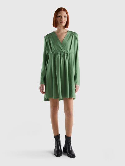 Benetton Sustainable Viscose Kort Jurken Dames Groen | BE661387