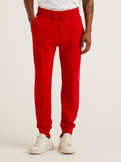 Benetton Sweat 100% Katoenen Joggers Heren Rood | BE466381