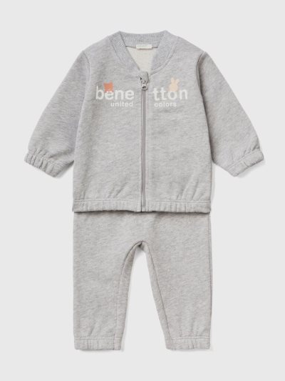 Benetton Sweat Sports Dungarees Kinderen Lichtgrijs | BE309121