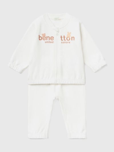 Benetton Sweat Sports Dungarees Kinderen Wit | BE704604