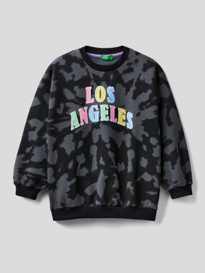 Benetton Tie-dye Long Sleeve Sweatshirt Kinderen Zwart | BE696774