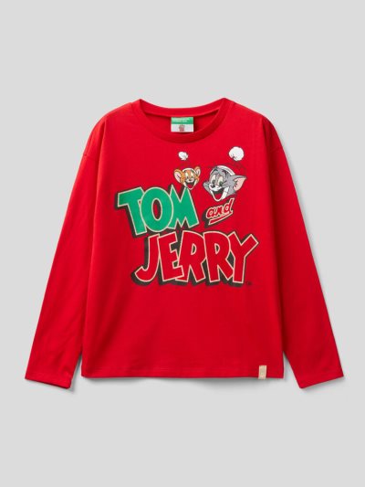 Benetton Tom & Jerry Christmas Long Sleeve T-shirts Kinderen Rood | BE023201