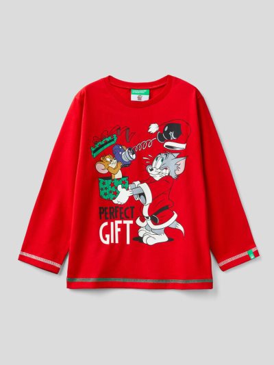 Benetton Tom & Jerry Christmas Long Sleeve T-shirts Kinderen Rood | BE066083