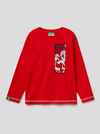 Benetton Tom & Jerry Christmas Long Sleeve T-shirts Kinderen Rood | BE176609